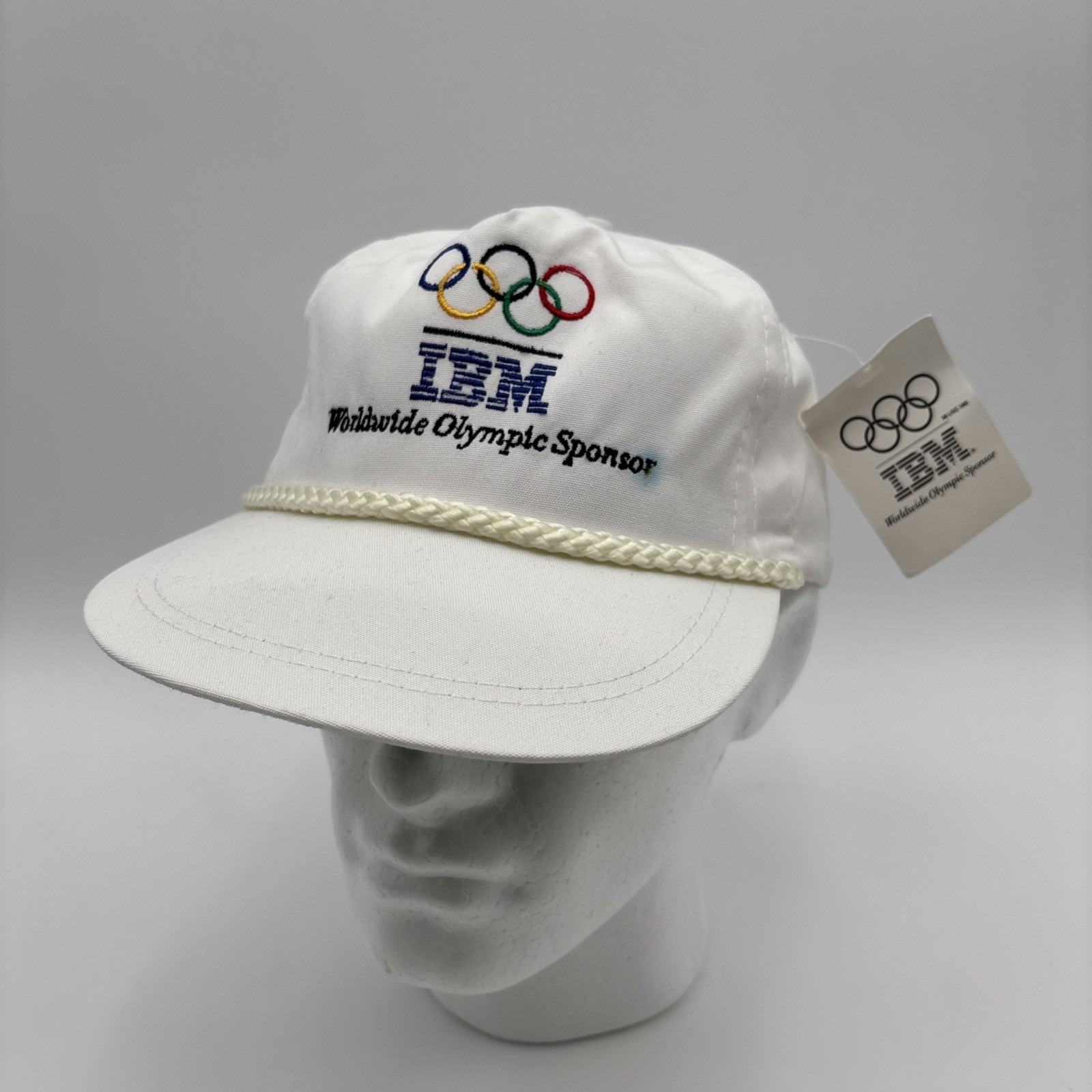 Vintage Ibm Worldwide Olympics Sponsor Cap Hat Flat Bill 1988 80s White Rare Nwt
